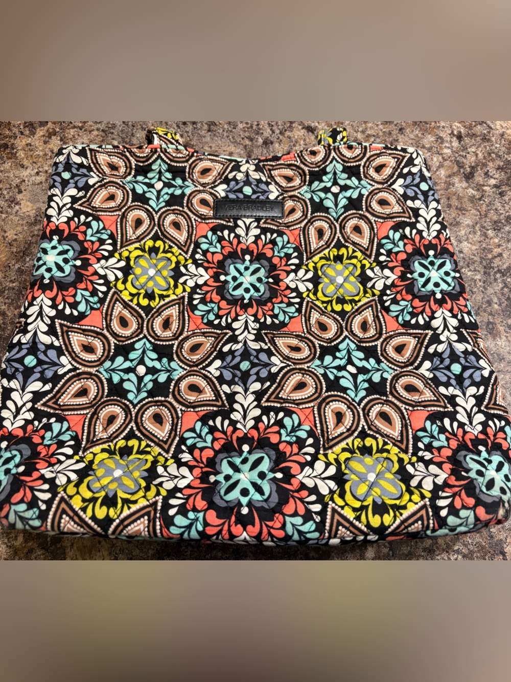 Vera Bradley Quilted Bag Panel in Black, Coral, Teal, Cream